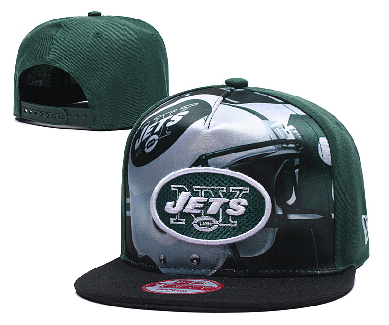 Jets Team Logo Green Black Adjustable Leather Hat TX