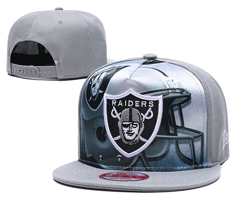 Raiders Team Logo Gray Adjustable Leather Hat TX