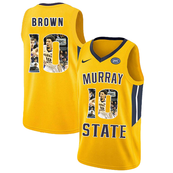 Murray State Racers 10 Tevin Brown Yellow Fashion College Basketball Jersey