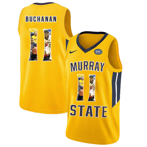 Murray State Racers 11 Shaq Buchanan Yellow Fashion College Basketball Jersey