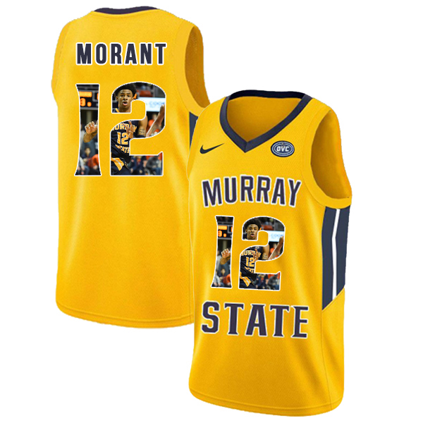 Murray State Racers 12 Ja Morant Yellow Fashion College Basketball Jersey