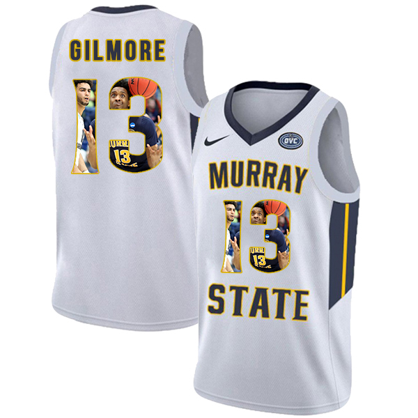 Murray State Racers 13 Devin Gilmore White Fashion College Basketball Jersey