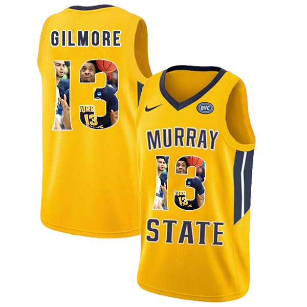 Murray State Racers 13 Devin Gilmore Yellow Fashion College Basketball Jersey