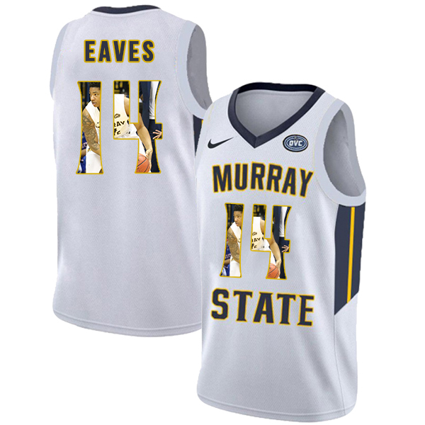 Murray State Racers 14 Jaiveon Eaves White Fashion College Basketball Jersey
