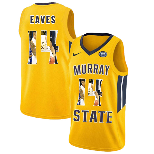 Murray State Racers 14 Jaiveon Eaves Yellow Fashion College Basketball Jersey