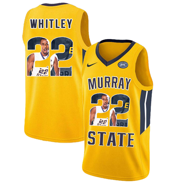 Murray State Racers 22 Brion Whitley Yellow Fahion College Basketball Jersey