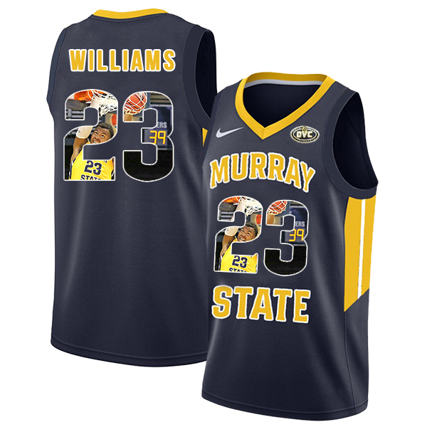 Murray State Racers 23 KJ Williams Navy Fashion College Basketball Jersey
