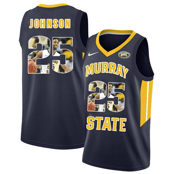 Murray State Racers 25 Jalen Johnson Navy Fashion College Basketball Jersey