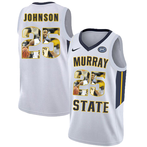 Murray State Racers 25 Jalen Johnson White Fashion College Basketball Jersey