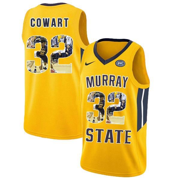 Murray State Racers 32 Darnell Cowart Yellow Fashion College Basketball Jersey