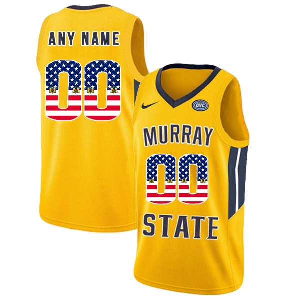 Murray State Racers Customized Yellow USA Flag College Basketball Jersey