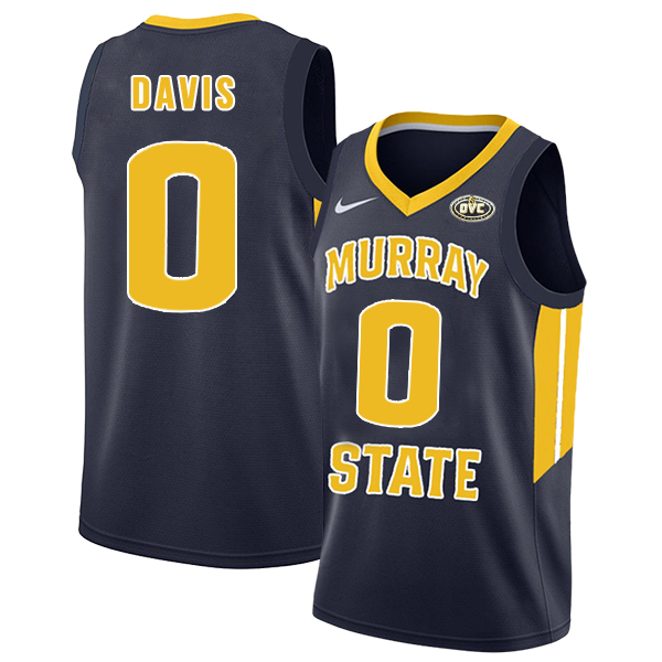 Murray State Racers 0 Mike Davis Navy College Basketball Jersey