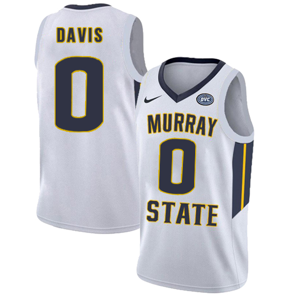Murray State Racers 0 Mike Davis White College Basketball Jersey