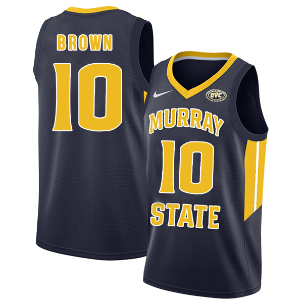 Murray State Racers 10 Tevin Brown Navy College Basketball Jersey