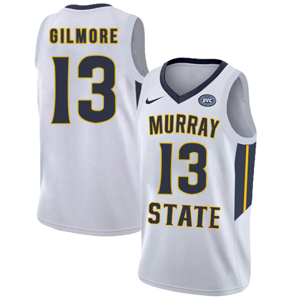 Murray State Racers 13 Devin Gilmore White College Basketball Jersey