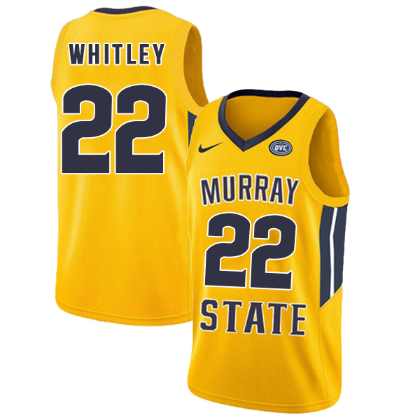 Murray State Racers 22 Brion Whitley Yellow College Basketball Jersey