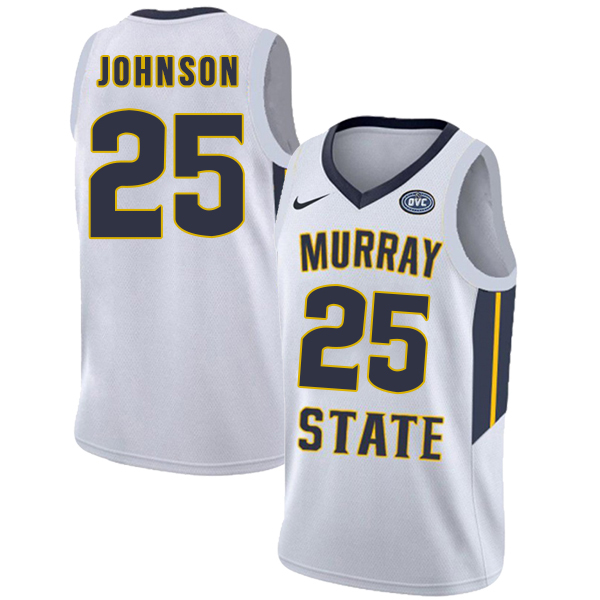 Murray State Racers 25 Jalen Johnson White College Basketball Jersey