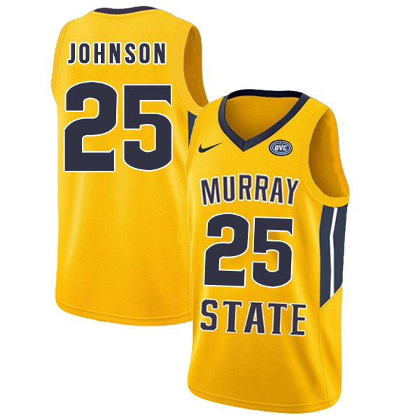Murray State Racers 25 Jalen Johnson Yellow College Basketball Jersey - Click Image to Close