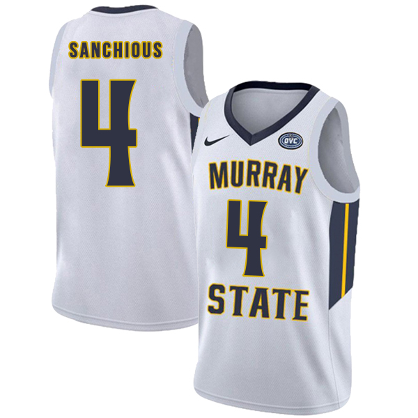 Murray State Racers 4 Brion Sanchious White College Basketball Jersey