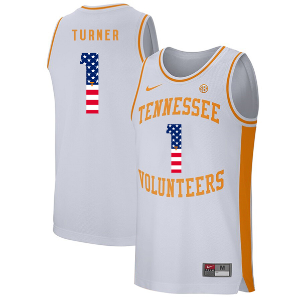 Tennessee Volunteers 1 Lamonte Turner White USA Flag College Basketball Jersey
