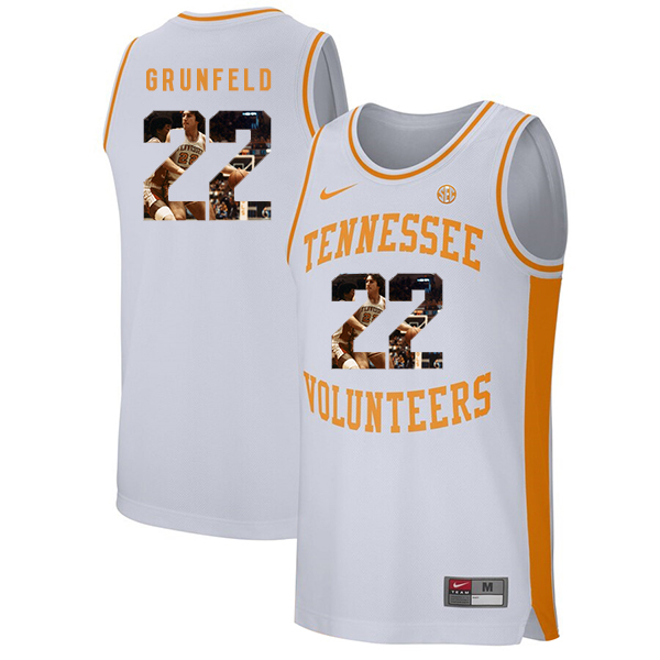 Tennessee Volunteers 22 Ernie Grunfeld White Fashion College Basketball Jersey