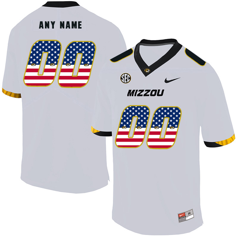 Missouri Tigers Customized White USA Flag Nike College Football Jersey