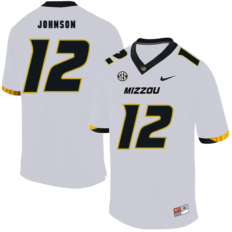 Missouri Tigers 12 Johnathon Johnson White Nike College Football Jersey - Click Image to Close