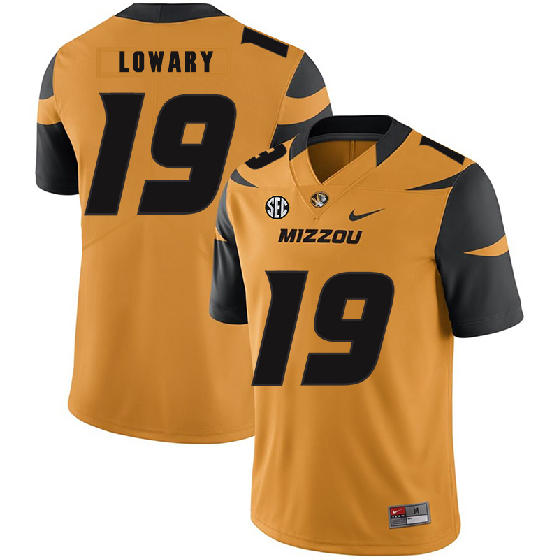 Missouri Tigers 19 Jack Lowary Gold Nike College Football Jersey - Click Image to Close