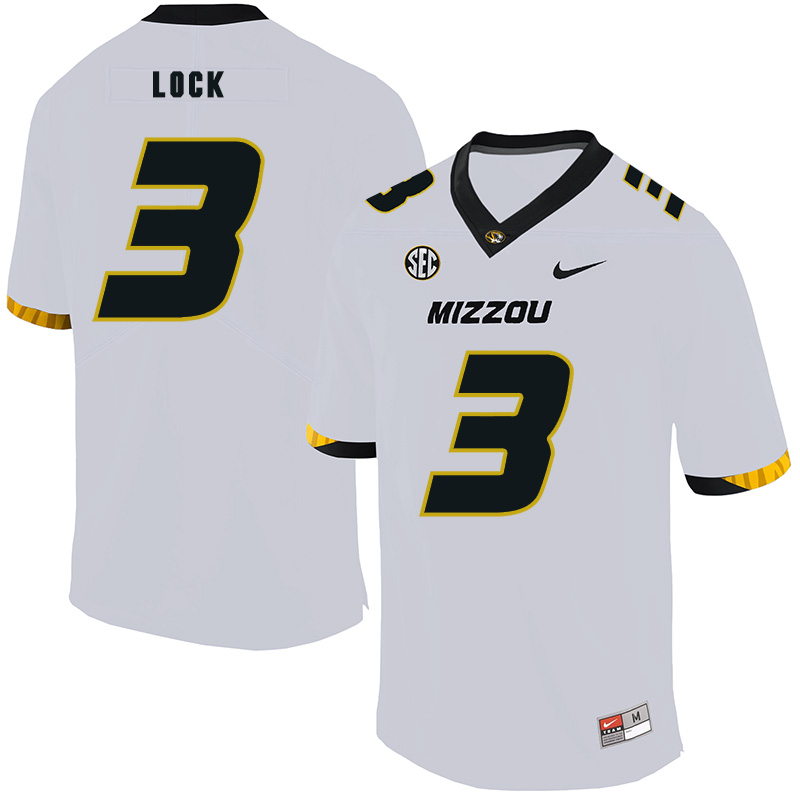 Missouri Tigers 3 Drew Lock White Nike College Football Jersey - Click Image to Close