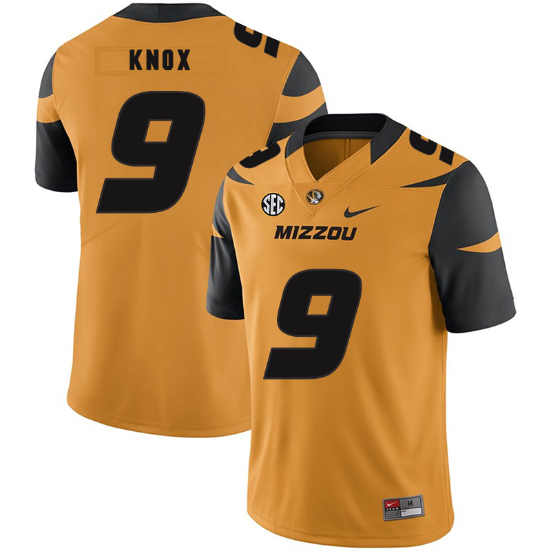Missouri Tigers 9 Jalen Knox Gold Nike College Football Jersey