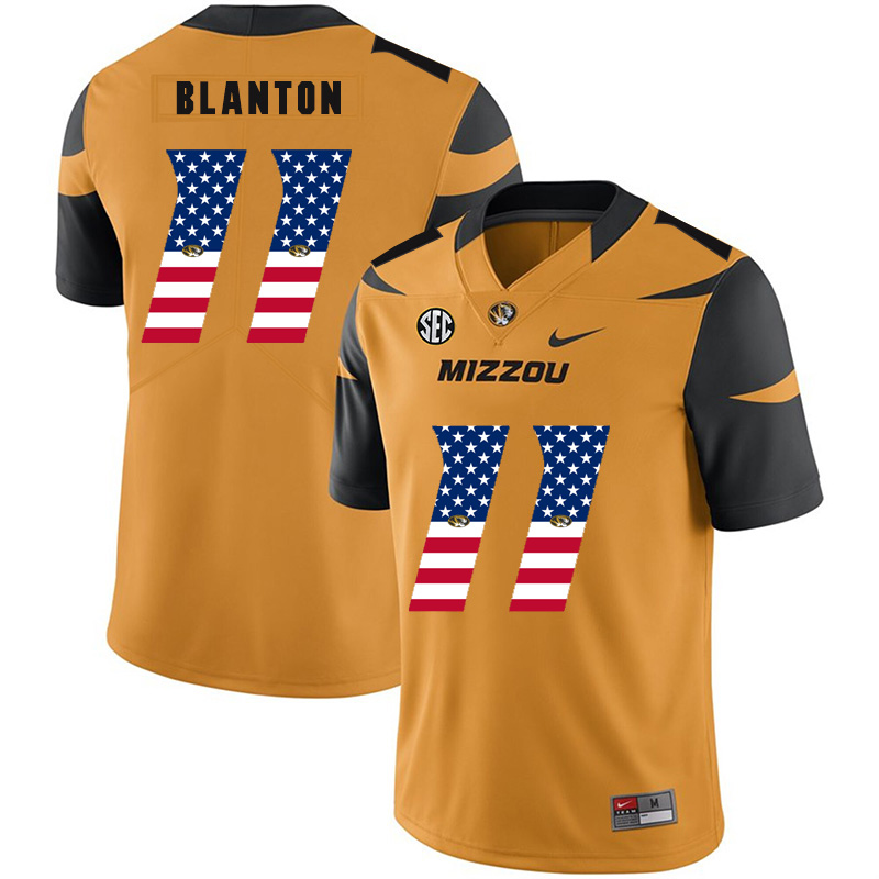 Missouri Tigers 11 Kendall Blanton Gold USA Flag Nike College Football Jersey - Click Image to Close
