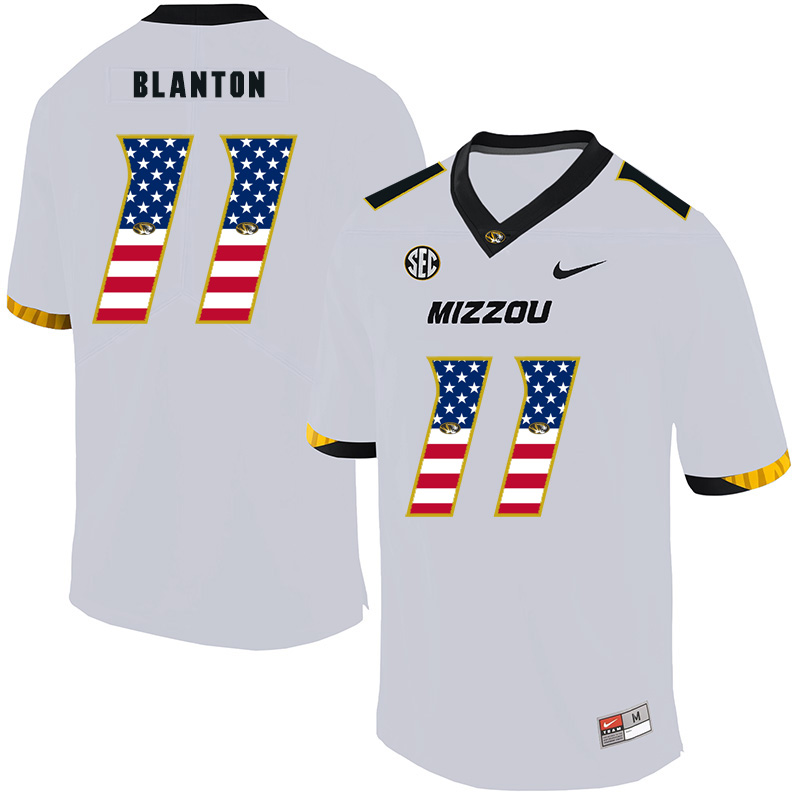 Missouri Tigers 11 Kendall Blanton White USA Flag Nike College Football Jersey