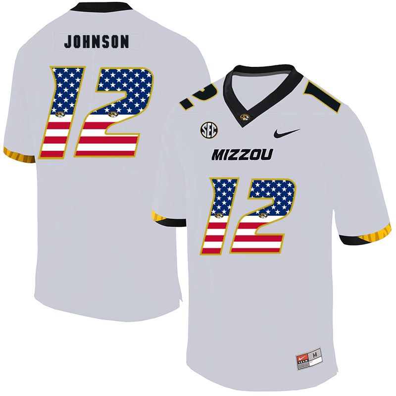 Missouri Tigers 12 Johnathon Johnson White USA Flag Nike College Football Jersey