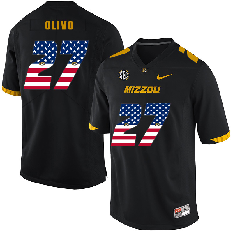 Missouri Tigers 27 Brock Olivo Black USA Flag Nike College Football Jersey