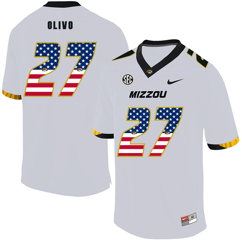 Missouri Tigers 27 Brock Olivo White USA Flag Nike College Football Jersey