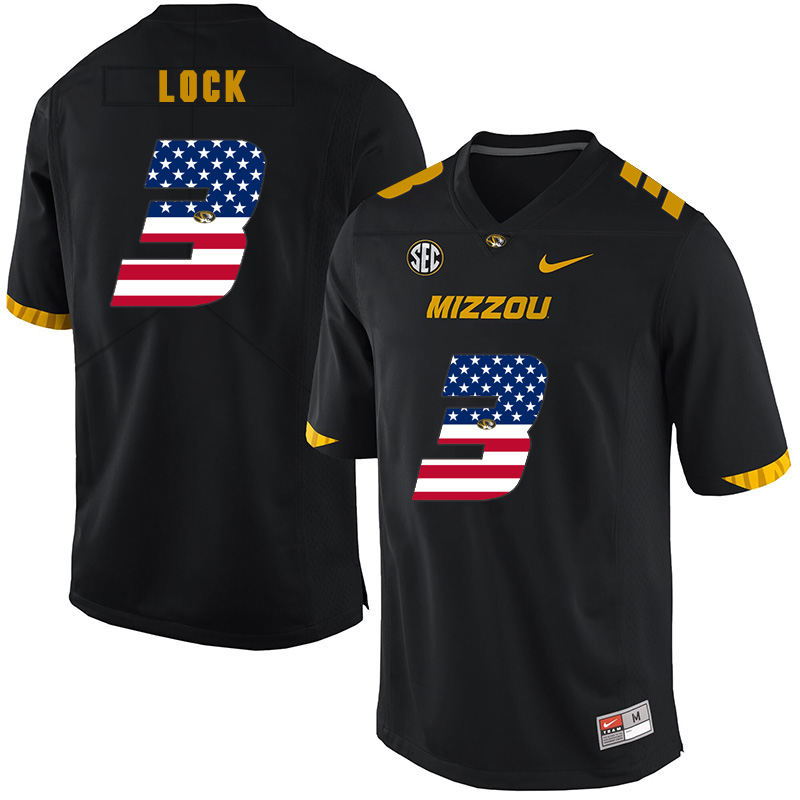 Missouri Tigers 3 Drew Lock Black USA Flag Nike College Football Jersey