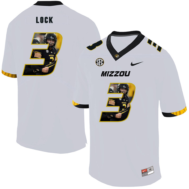Missouri Tigers 3 Drew Lock White Nike Fashion College Football Jersey