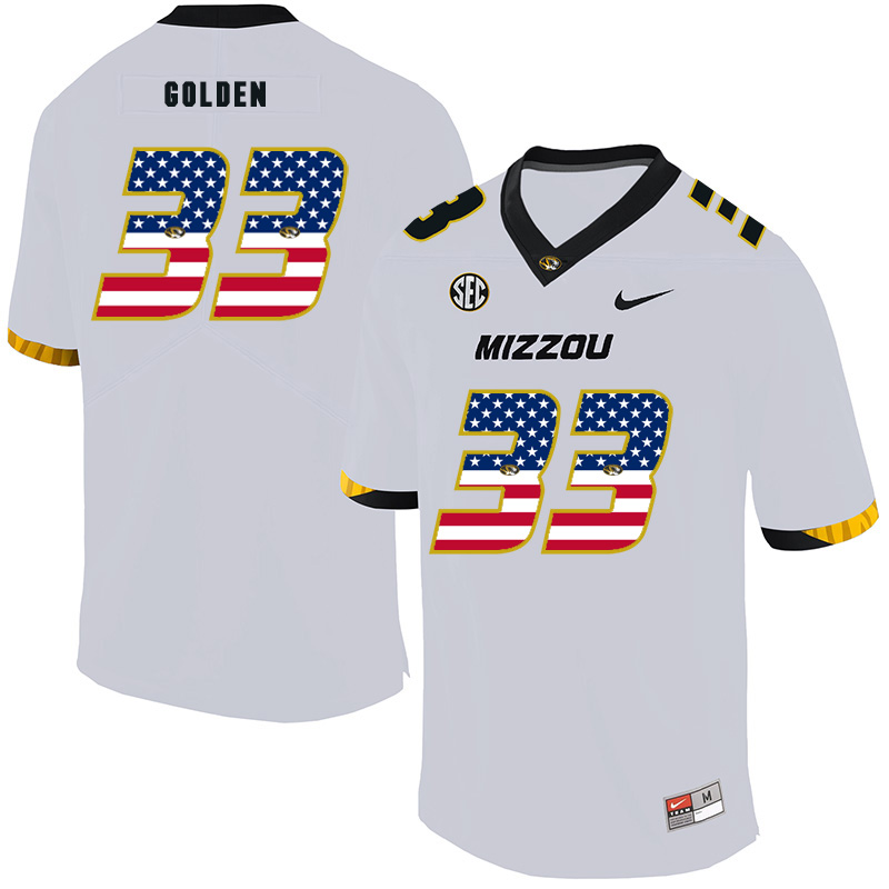 Missouri Tigers 33 Markus Golden White USA Flag Nike College Football Jersey