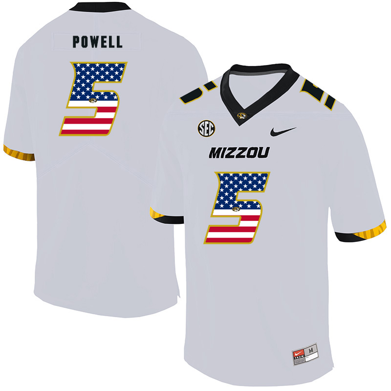Missouri Tigers 5 Taylor Powell White USA Flag Nike College Football Jersey