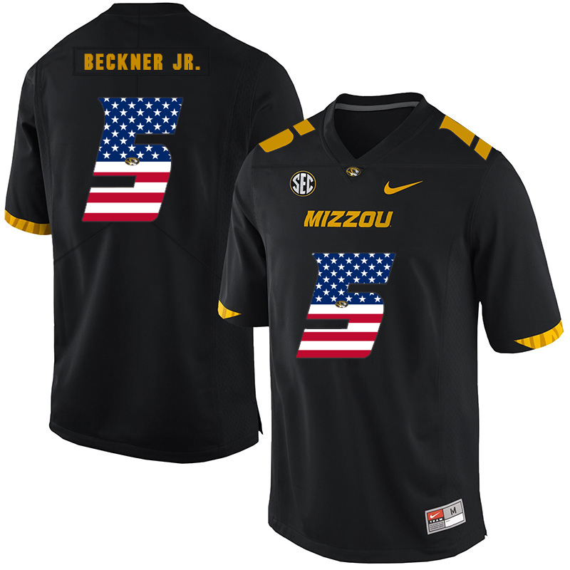Missouri Tigers 5 Terry Beckner Jr. Black USA Flag Nike College Football Jersey - Click Image to Close