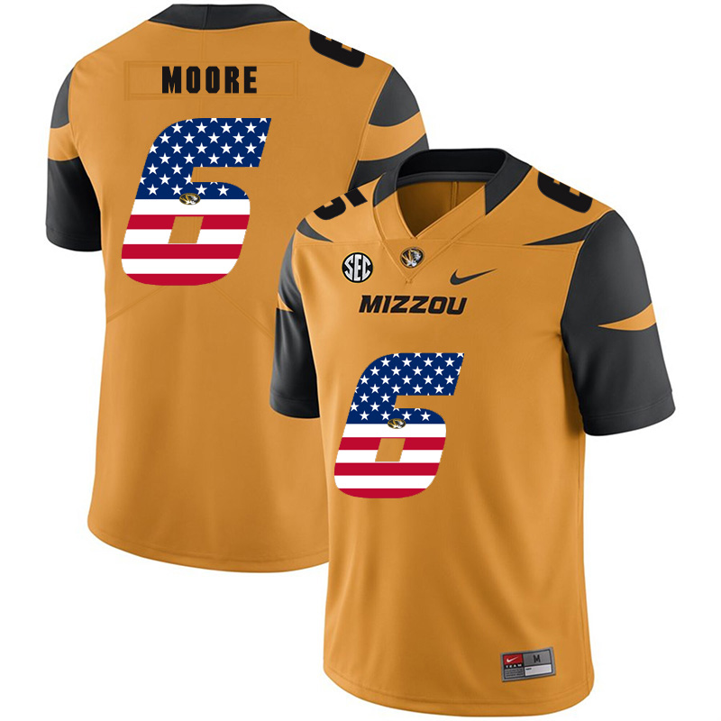 Missouri Tigers 6 J'Mon Moore Gold USA Flag Nike College Football Jersey