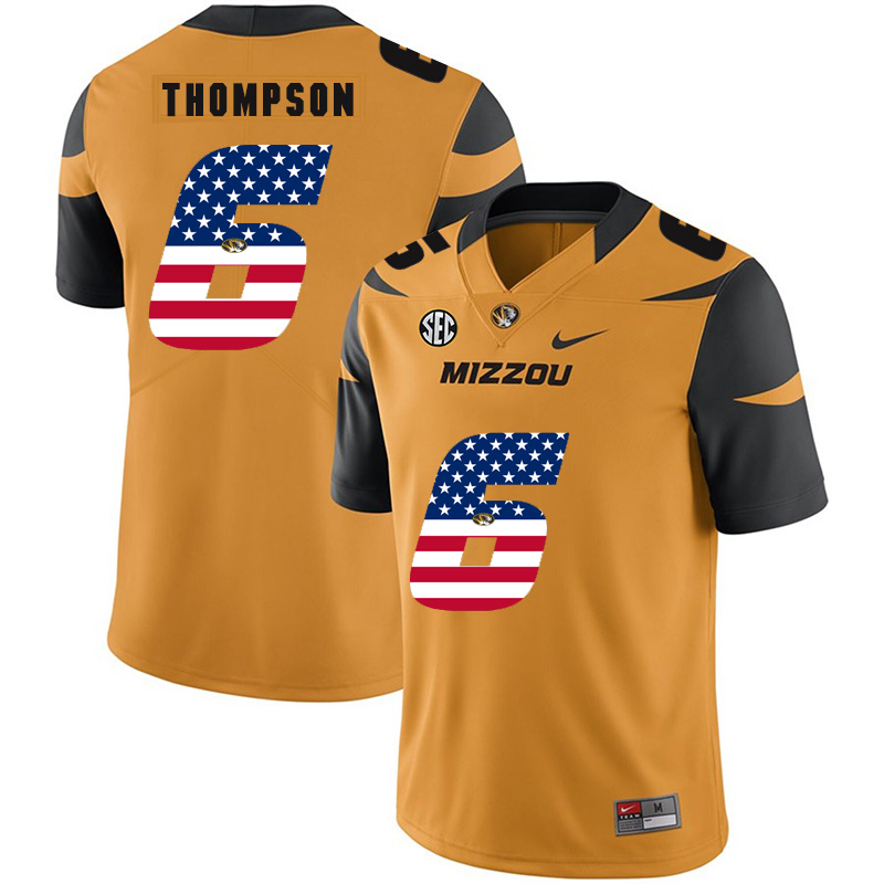Missouri Tigers 6 Khmari Thompson Gold USA Flag Nike College Football Jersey
