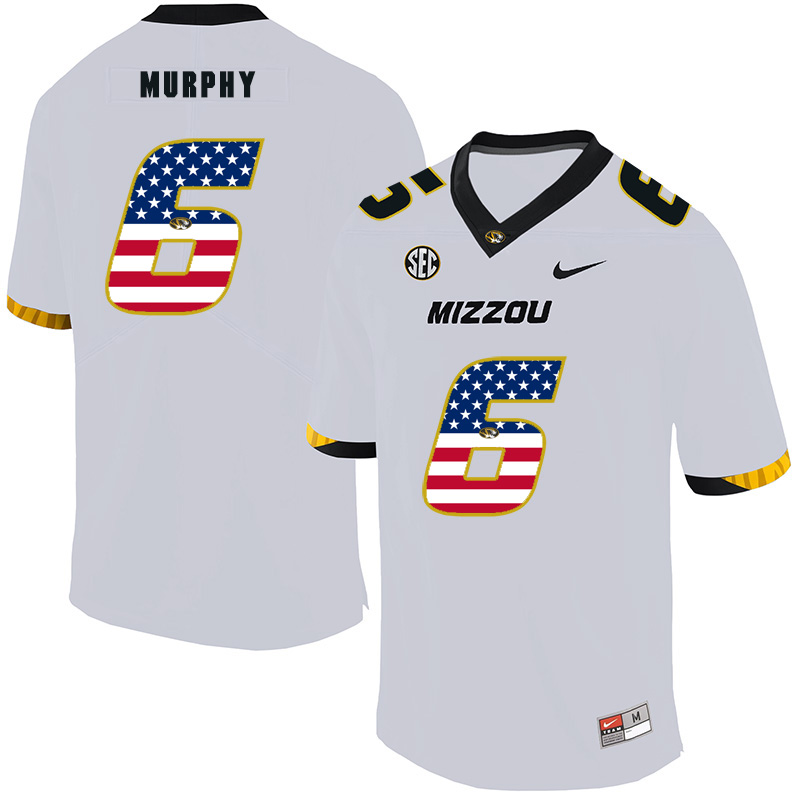 Missouri Tigers 6 Marcus Murphy White USA Flag Nike College Football Jersey - Click Image to Close