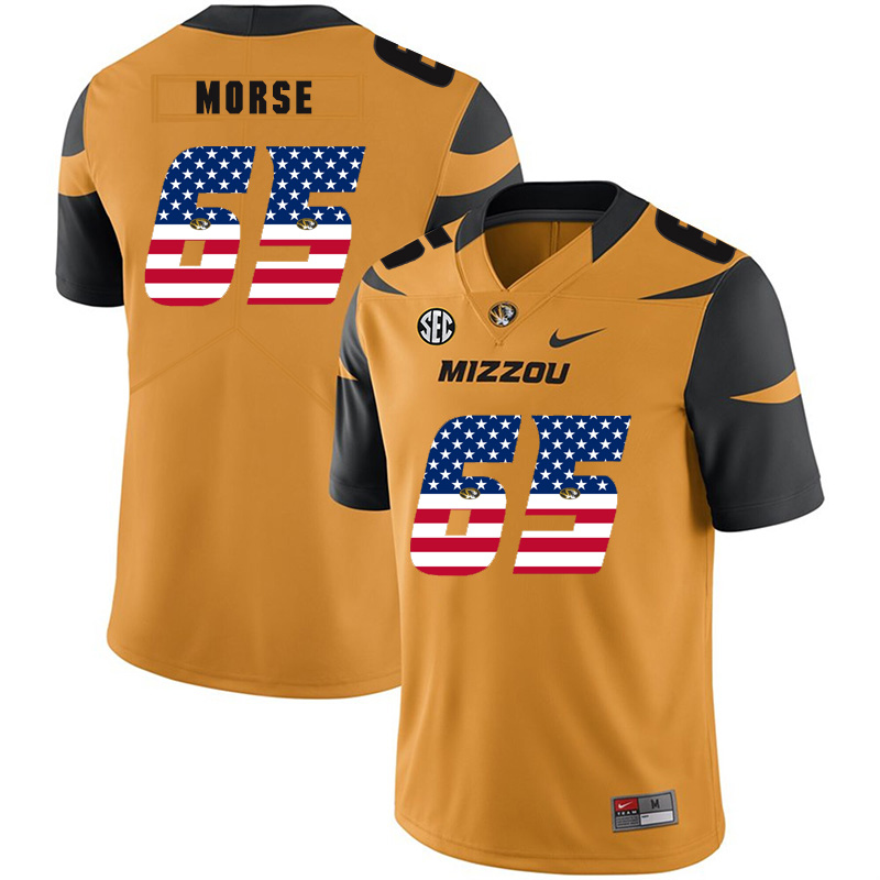 Missouri Tigers 65 Mitch Morse Gold USA Flag Nike College Football Jersey