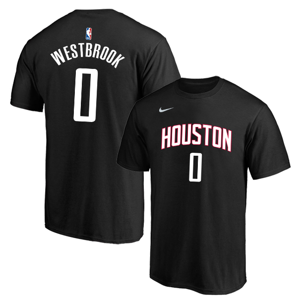 Houston Rockets 0 Russell Westbrook Black Nike T-Shirt - Click Image to Close