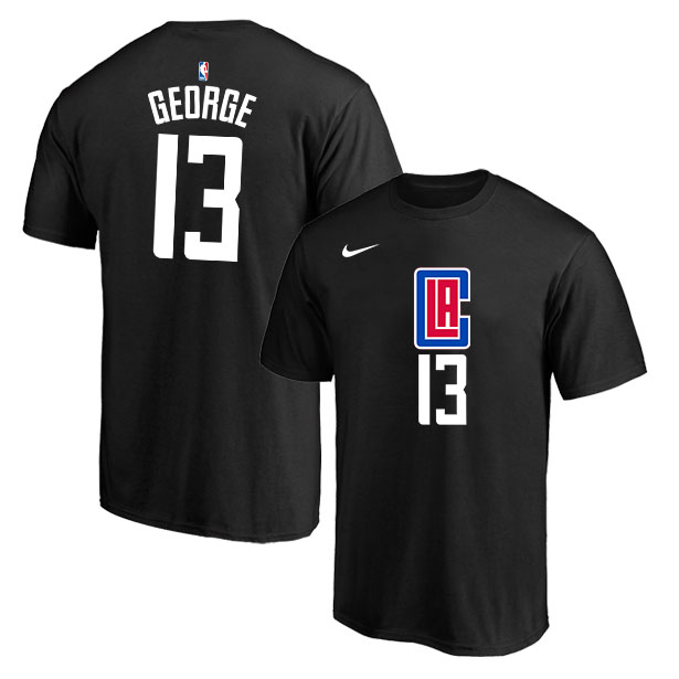 Los Angeles Clippers 13 Paul George Black Nike T-Shirt - Click Image to Close