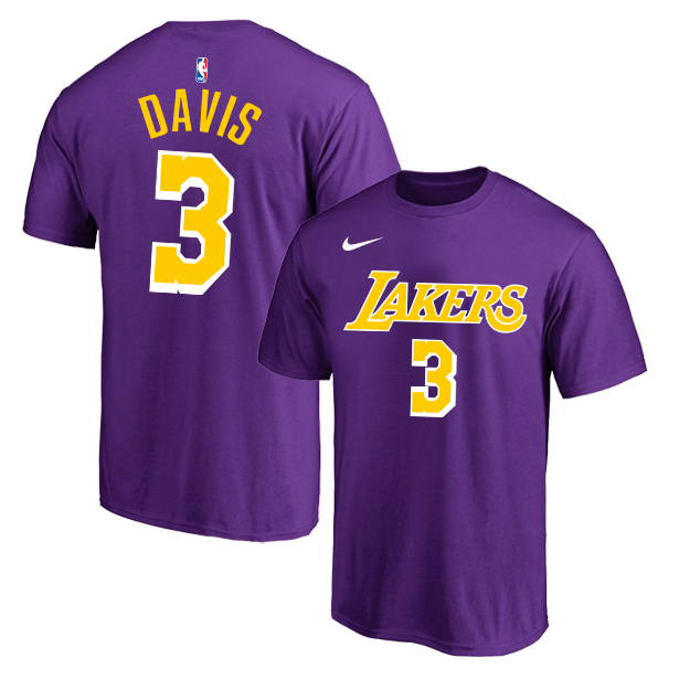 Los Angeles Lakers 3 Anthony Davis Purple Nike T-Shirt