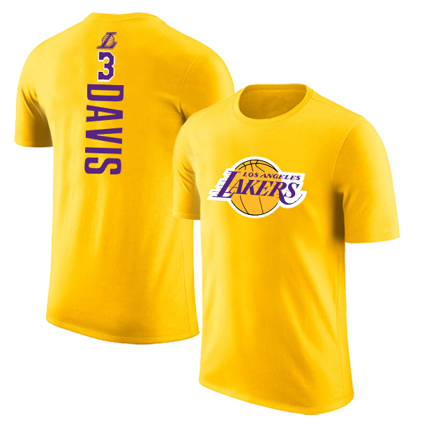 Los Angeles Lakers 3 Anthony Davis Yellow T-Shirt - Click Image to Close