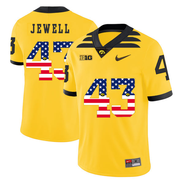 Iowa Hawkeyes 43 Josey Jewell Yellow USA Flag College Football Jersey