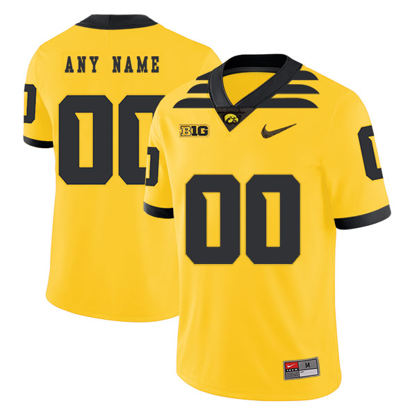 Iowa Hawkeyes Customized Yellow College Football Jersey